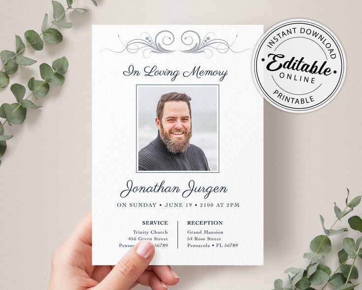 Funeral Announcement Card Template, Funeral Invitation Template ...