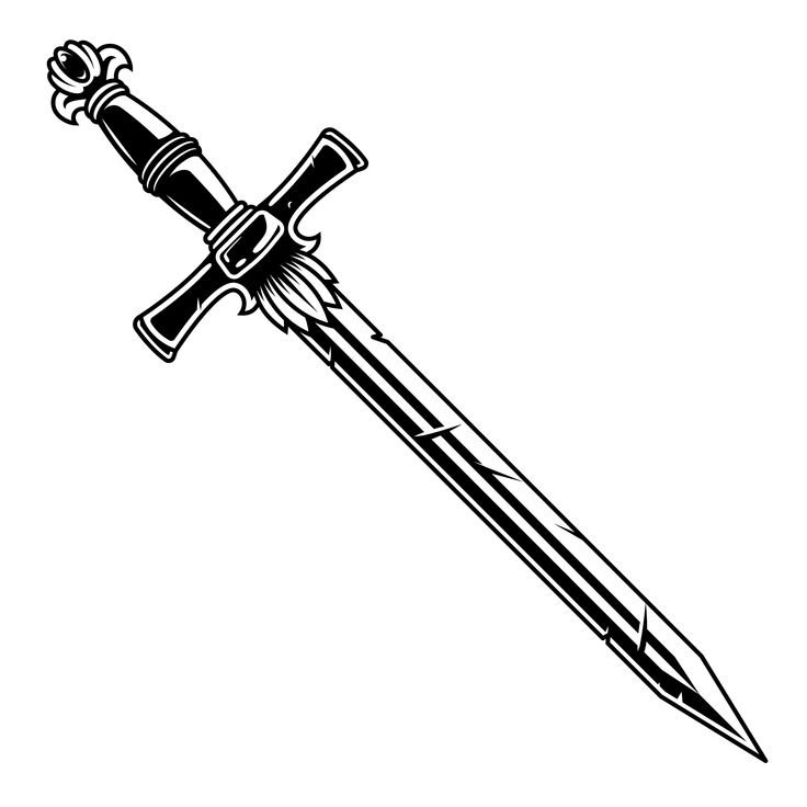 Monochrome Dagger vector illustration by graphic design studio - DGIM Studio. We create vector illustrations for more thar 3 years. Check our website, where you can find a lot of awesome detailed vector illustrations which can be used for different puproses. Enjoy! #dagger #vectorillustration #weapon Dagger Illustration, Fantasy Royalty, Samurai Concept, Skull With Horns, Viking Skull, Fire Tattoo, Swords Medieval, Flat Icons Set, Tattoo Outline