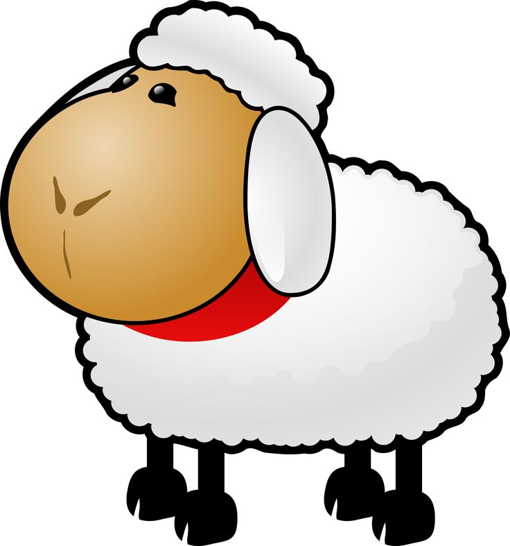 a cartoon sheep with a red nose and white wool on it's back legs