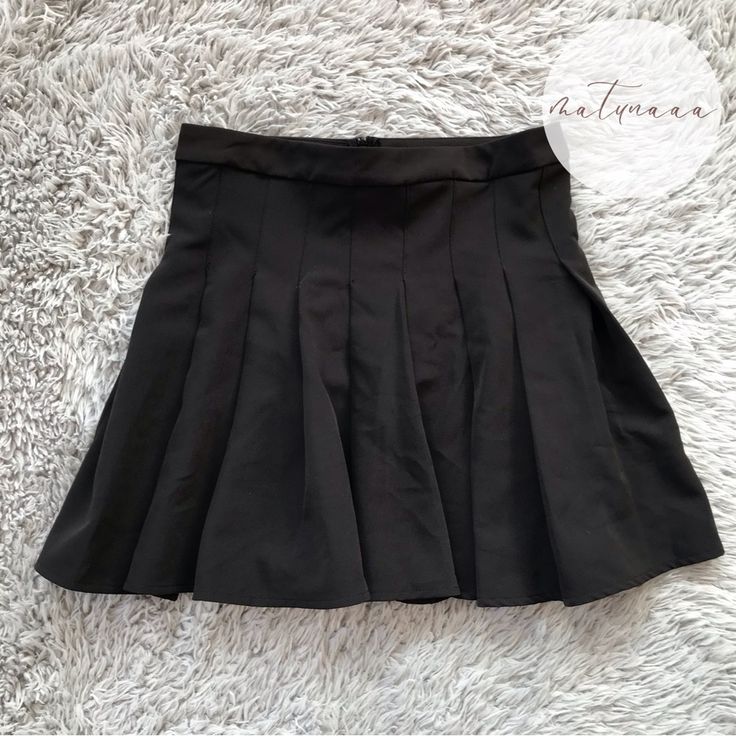 Mini Skirt Pleated Design 100% Polyester Soft Stretch Material Invisible Zip Fastening At Back Unlined Black Stretch Pleated Tennis Skirt, Trendy Black Pleated Tennis Skirt, Black Mini Pleated Skirt For Summer, Black Pleated Mini Skirt For Summer, Black Pleated Skort Short Length, Black Pleated Tennis Skirt For Summer, Black High Waist Lined Tennis Skirt, Black Pleated Short Skirt For Summer, Black Pleated Short Tennis Skirt