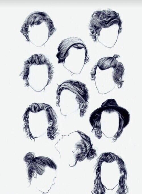 a bunch of different styles of hair on top of each other in black and white