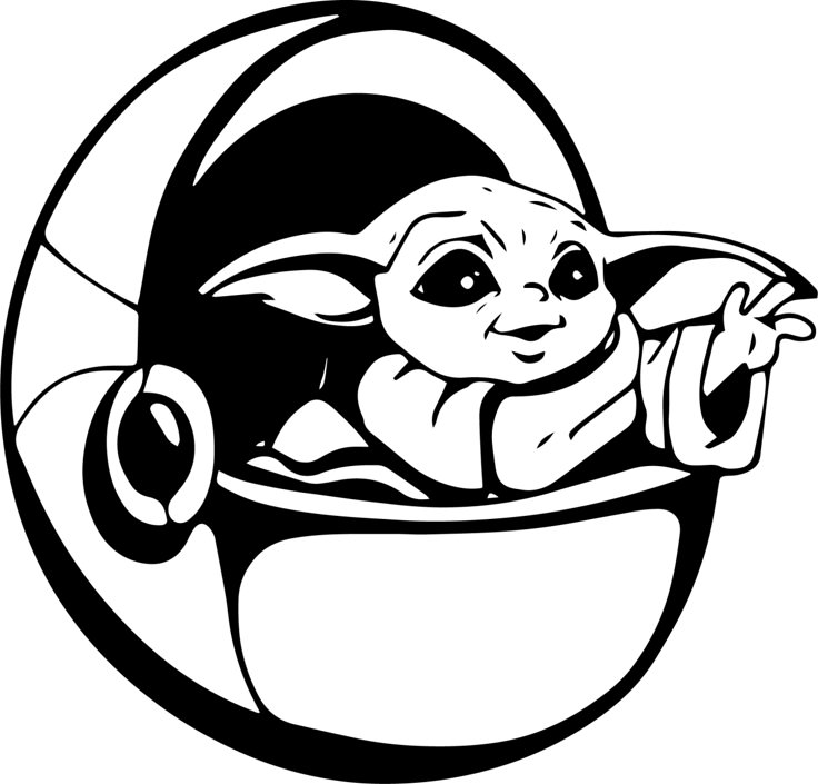 the baby yoda is sitting in a bowl with its arms out and eyes closed