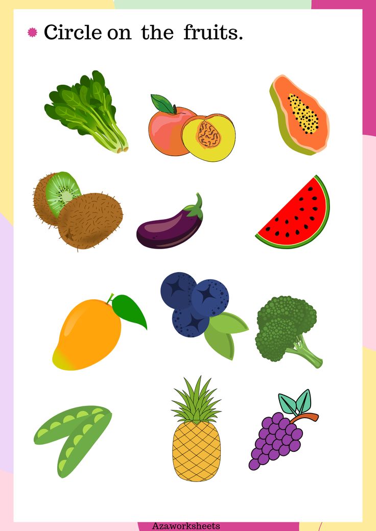 Circle on the fruits and Circle on the vegetables worksheets for ...