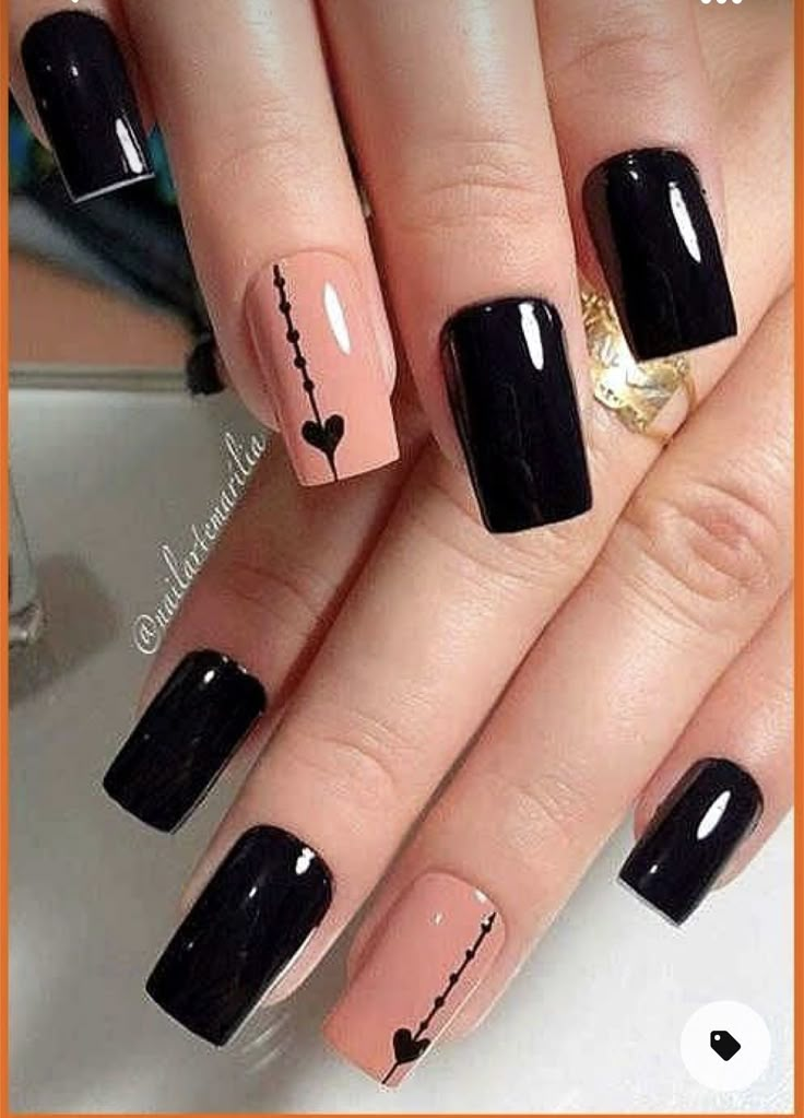 Black Nail Art Designs, Black And White Nails, Black Coffin Nails, Elegant Nail Art, Black Nail Art, Pretty Nail Art Designs, Black Nail Designs, Black Nail, Winter Nail Designs