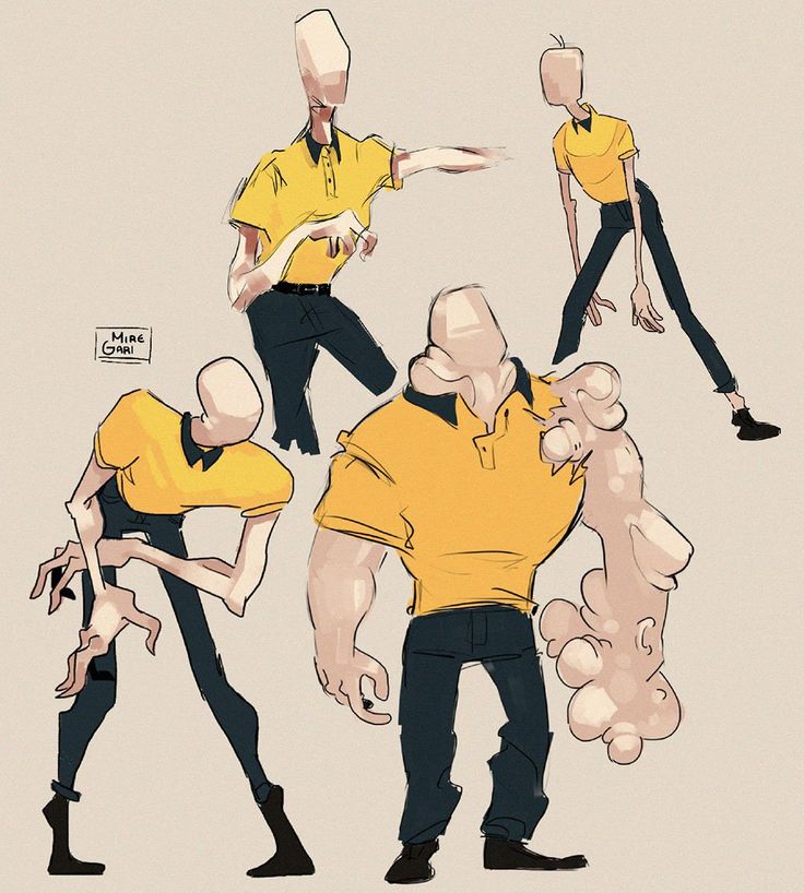 an image of some people doing different things in the same drawing style as they dance