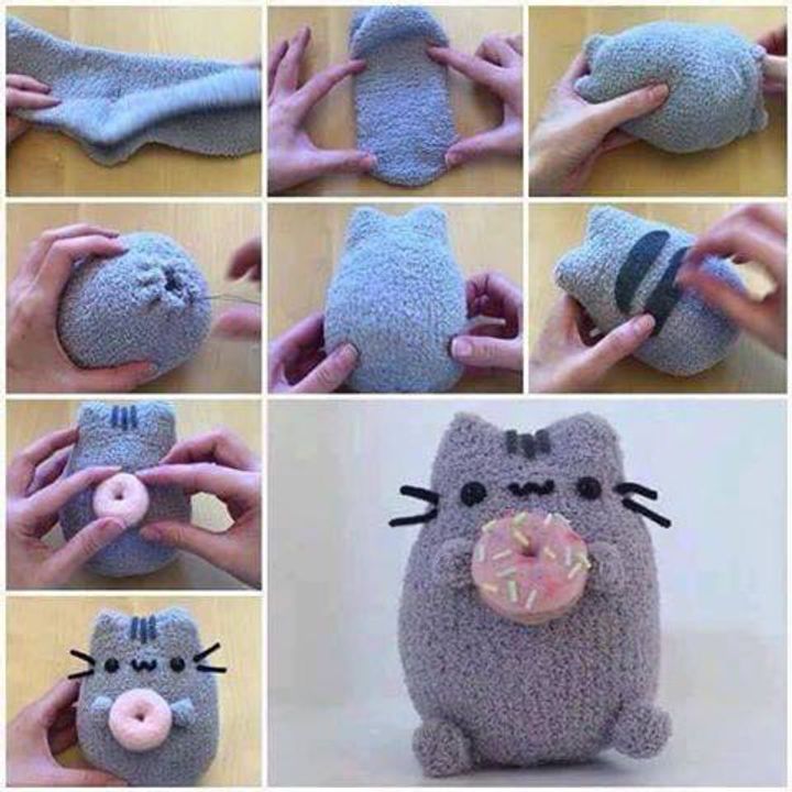 the video shows how to make an adorable stuffed animal with donuts