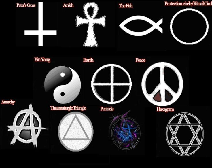 an image of different symbols on a black background