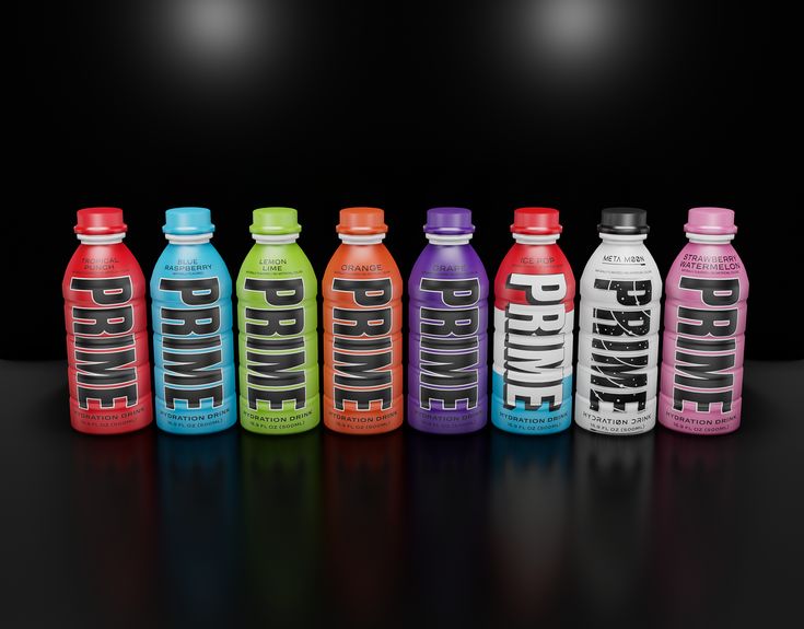 six different types of juice bottles lined up in a row on a black surface with the words brine written across them