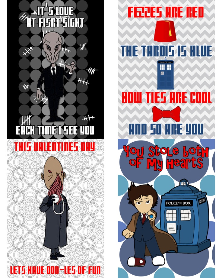 four different doctor whos on the phone? posters with their names in english and spanish