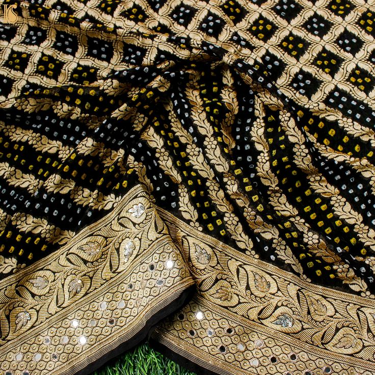 Category: Banarasi Fabric Khinkhwab brings you beautiful fabrics with intricate mirror and sequence work hand embroidery. Fabric: Pure Georgette Price mentioned is for one meter. Note- There may be slight color variations due to photographic reasons. This is a hand-woven product and any irregularities in the weaving or pattern should not be taken as a defect. These irregularities make every handloom piece unique. Transitional Art Silk Saree With Mirror Work, Semi-stitched Chinon Saree With Motifs, Transitional Semi-stitched Saree With Mirror Work, Transitional Dola Silk Saree With Mirror Work, Festive Transitional Saree With Mirror Work, Bollywood Style Transitional Saree With Mirror Work, Festivals Semi-stitched Sharara With Motifs, Traditional Pre-draped Saree With Pallu In Chinon, Eid Multicolor Pre-draped Saree With Mirror Work