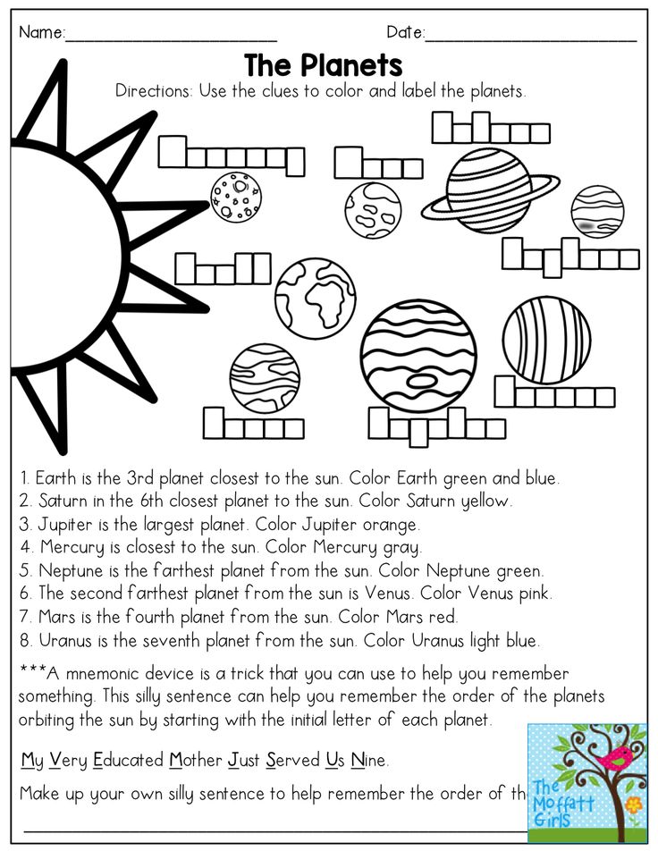 the planets worksheet for kids to learn how they are made with pictures and words