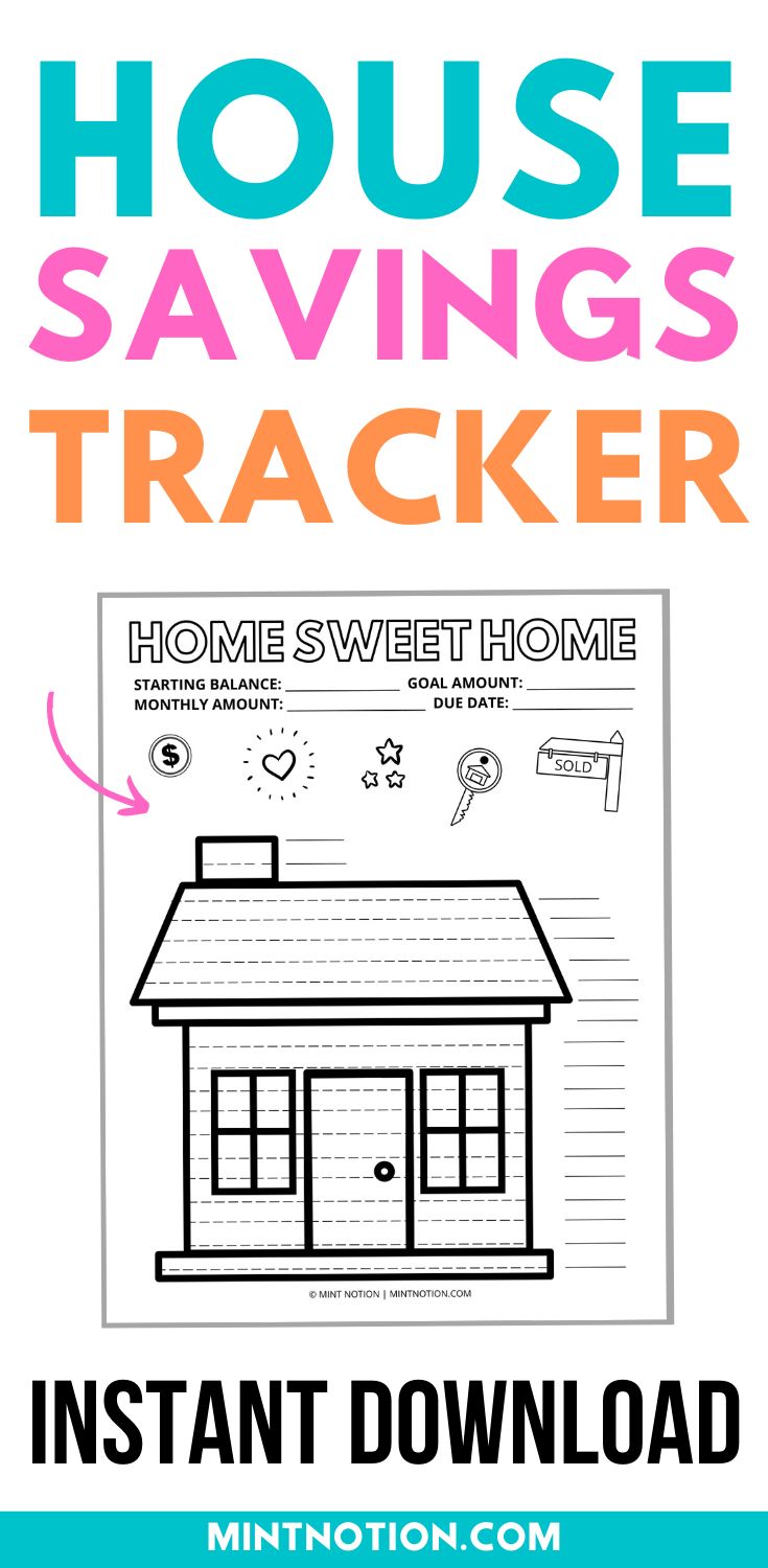 House Savings Tracker (Printable) Savings tracker, Save for house