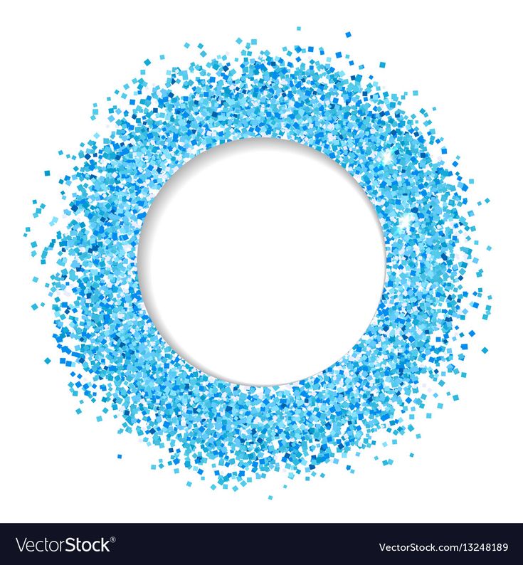 a circular frame with blue confetti sprinkles on a white background