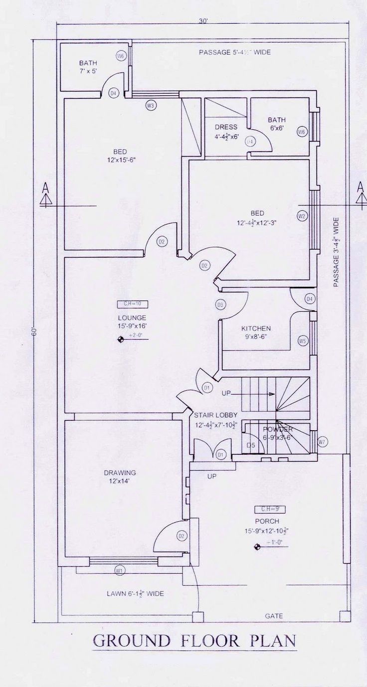 the ground plan for a two story house