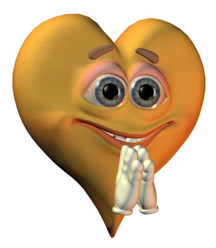 an emoticive heart with eyes and hands in front of it, making a funny face