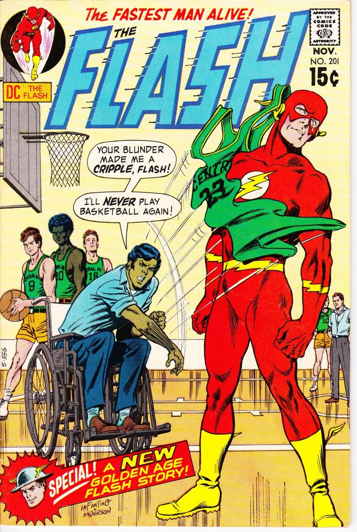 an old comic book cover with a man in a wheelchair