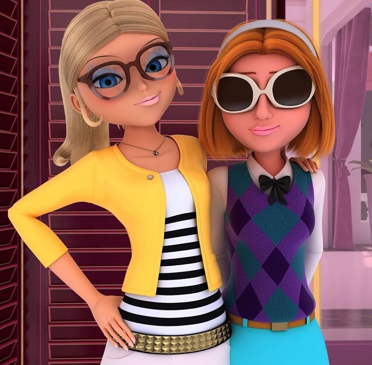 two animated women standing next to each other