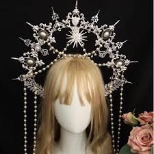 Halo Crowns, Corpse Bride Wedding, Halo Cosplay, Gothic Crown, Goddess Crown, Headpiece Diy, Tiara Headband, Sun Goddess, Halo Crown