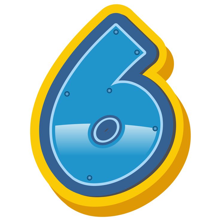 a blue and yellow logo with the number six