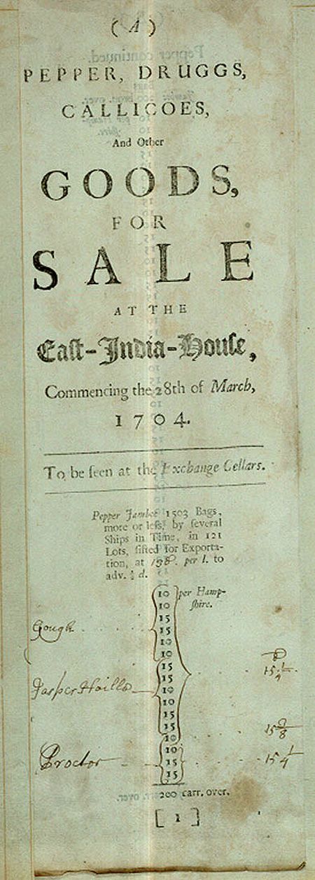 an old book with writing on the front and back cover that says goods, sale