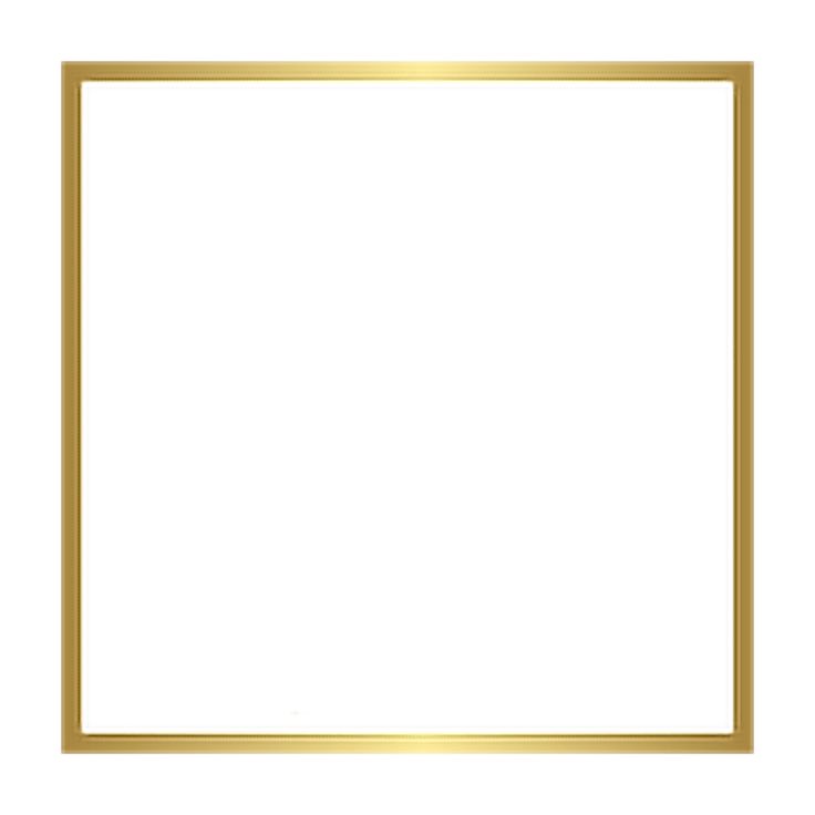 an empty gold frame on a white background