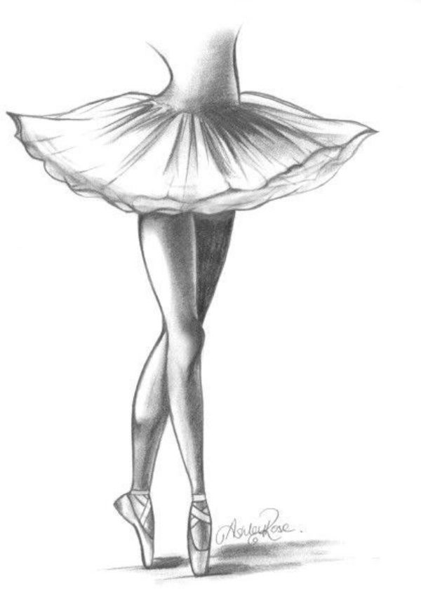 a drawing of a ballerina in pink shoes