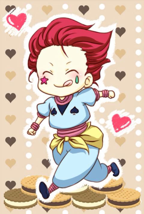 a cartoon character with red hair running on cookies