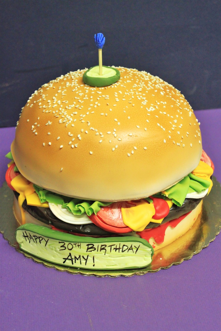 a birthday cake made to look like a hamburger