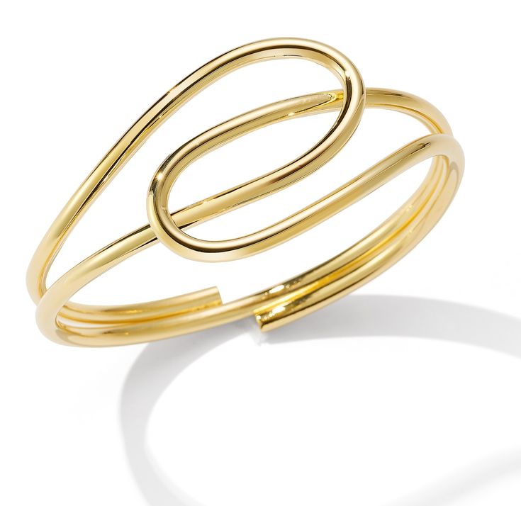 Brass Bracelet - This hand-fabricated bangle and cuff combination is made out of a single, 3mm thick brass wire, interlocked and connected in an elegant everyday design. Simple yet elegant, it can be gently squeezed and opened to fit wrist. Modern Adjustable Brass Bangle, Luxury Brass Bracelet With Intricate Design, Modern Brass Cuff Bangle, Luxury Hand-forged Brass Cuff Bracelet, Adjustable Modern Gold-plated Cuff Bracelet, Brass Bracelet, Making Out, Jewelry Bracelets, Bangles