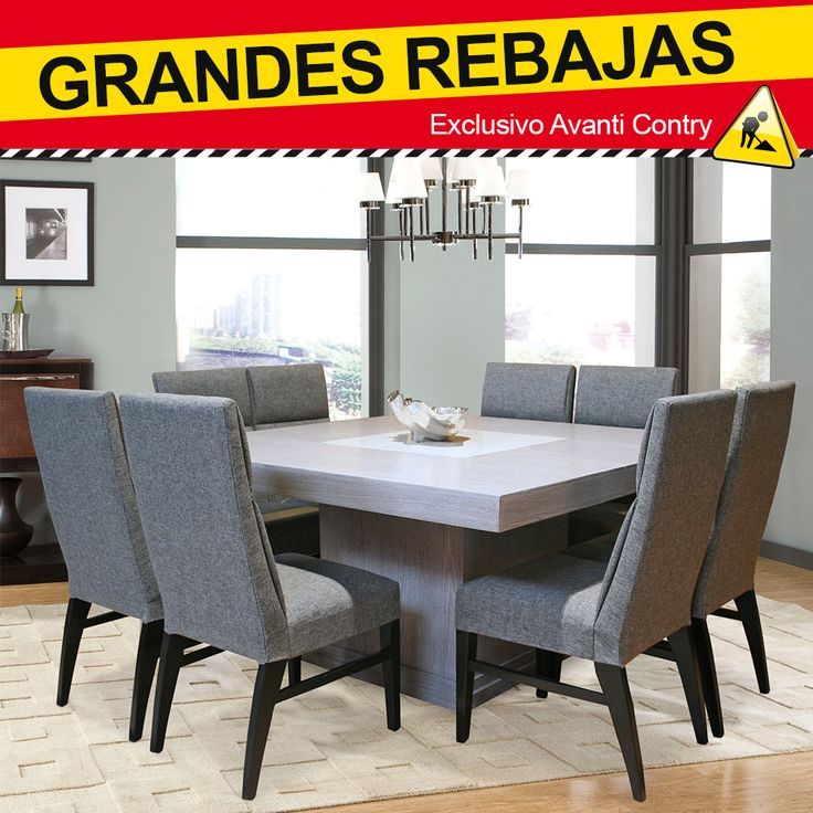 a dining room table with chairs and a sign that says grandes rebajas