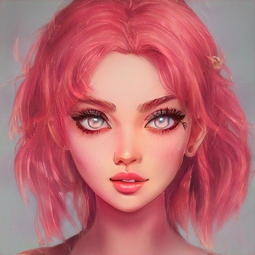 Artbreeder - Natsuki | Girl with pink hair, Pink hair, Gold eyes