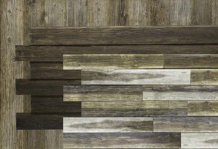 wood planks are arranged on the wall