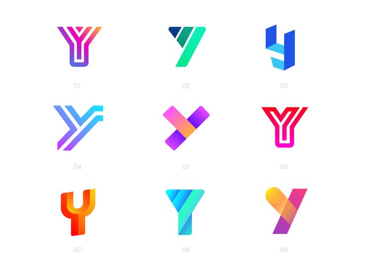 the letter y is made up of different colors and shapes, including letters that appear to be