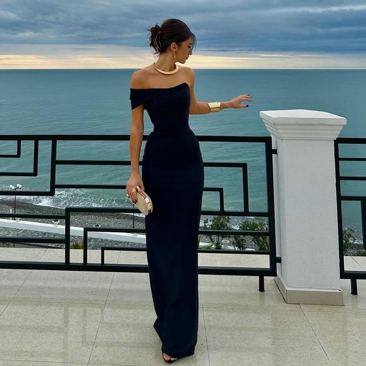 This black dress features an exquisite design, with an off one-shoulder neckline adding a touch of allure. The sleek design flows seamlessly down to a floor-length hem, hugging the curves elegantly. Color: Black Satin material Fits true to size (U.S. Women’s sizes) 2024 Vision, Evening Dresses, Vision Board, Dresses