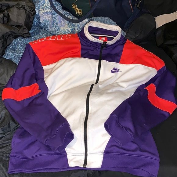 Nike jacket 90s inspired Great condition Nike Jackets & Coats Performance Jackets M Performance, Nike Purple, 90s Inspired, Purple Orange, Puma Jacket, Men's Nike, Nike Jacket, Nike Men, Athletic Jacket