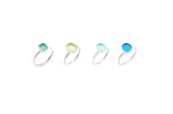 Eco Hand Tumbled Sea glass rings, for the ocean lover. ✦Sea glass: Varies in sizes and shapes ✦Stone Size Range: Between 9-16 mm (Please contact us in regards to questions about size/shape) ✦Metal: 925 Sterling Silver ✦Photos are not exact ring, we will pick one out for you. Follow us on Facebook and Instagram to get updates on promotions and Giveaways! Facebook https://www.facebook.com/Peaceofkauaishells/ Instagram https://instagram.com/peaceofhawaiioceantrends/ © peaceofhawaii 2010-2015. All R Sea Glass Rings, Rings Hand, Sea Glass Colors, Sea Glass Ring, Sterling Silver Stacking Rings, Silver Stacking Rings, Pendent Necklace, Ocean Lover, Glass Rings