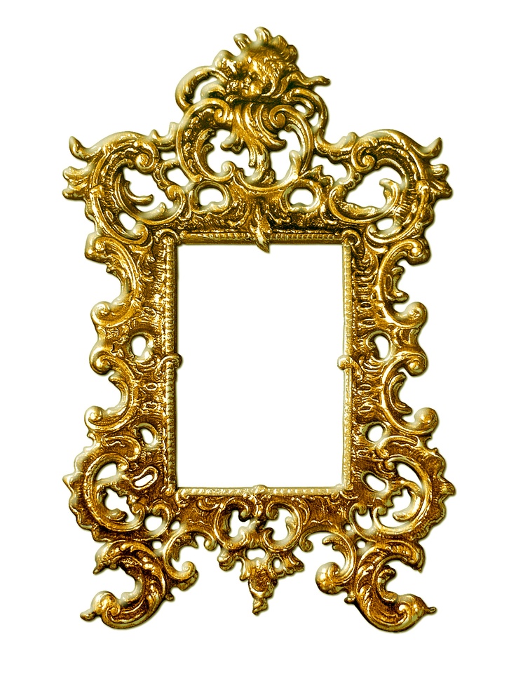 an ornate gold frame on a white background