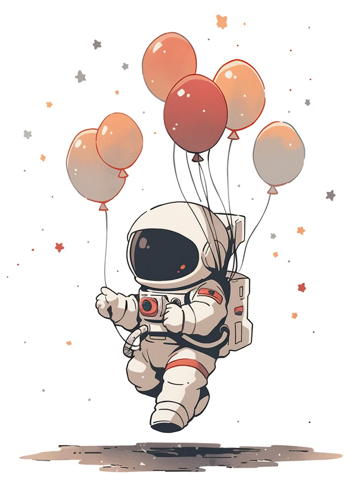 A cute astronaut and balloon | Disegni, Illustrazioni, Progetti