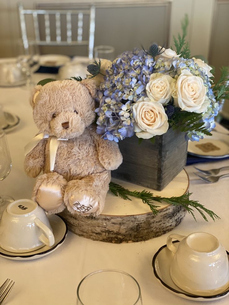 Teddy bear centerpieces ideas | Bear baby shower theme, Baby bear baby ...