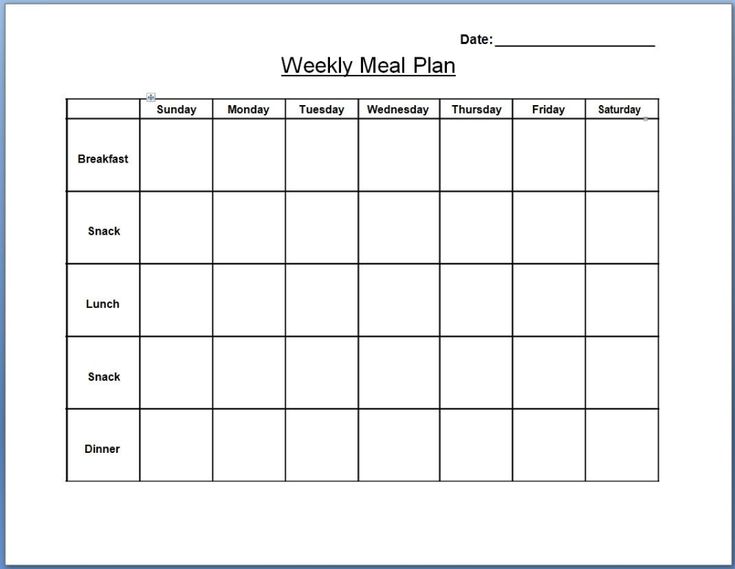 Weekly Meal Planner Template Word