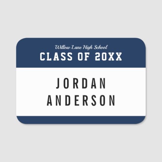 Editable Color Varsity Style Class Reunion Name Tag #ClassReunion # ...