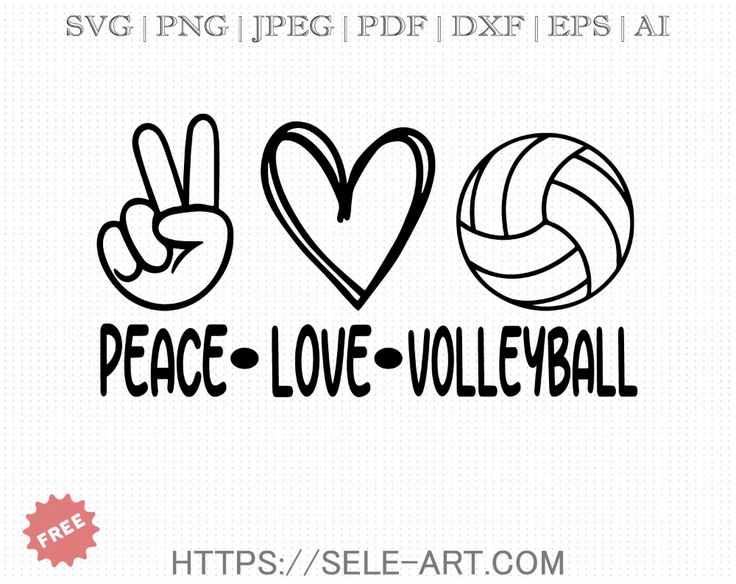 Free Peace Love Volleyball SVG - Free Svg with SeleART | Peace and love ...