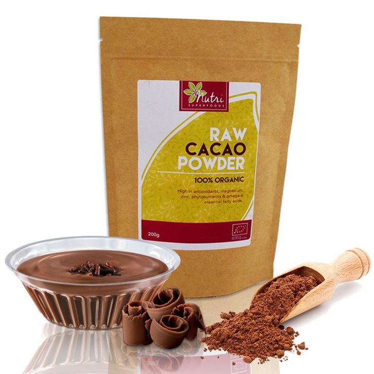 a bag of caco powder next to some chocolates