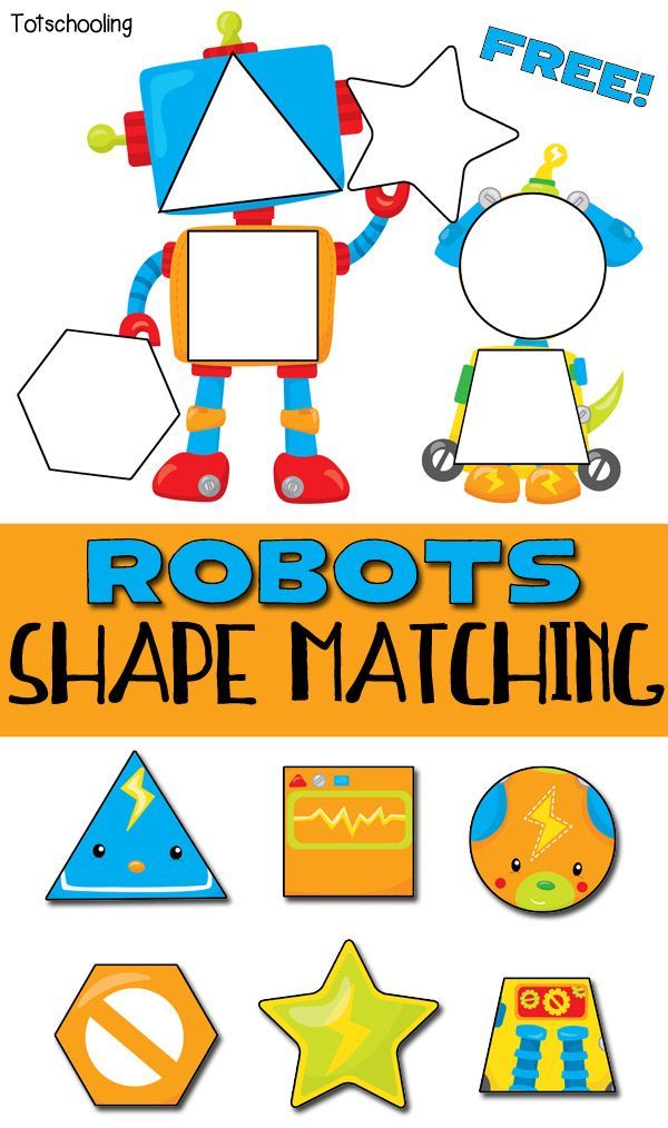 FREE printable Robot themed puzzle for toddlers to match & learn shapes. Cute toddler math activity! Robot Crafts For Toddlers, Robots Preschool, Toddler Printables, Toddler Math, Shape Puzzle, Learn Shapes, Robot Theme, Shape Activities, Shapes Preschool