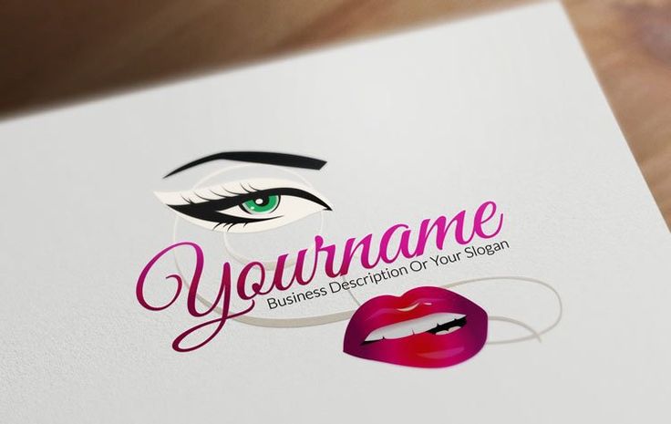 the logo is designed to look like a woman's face with green eyes and lips