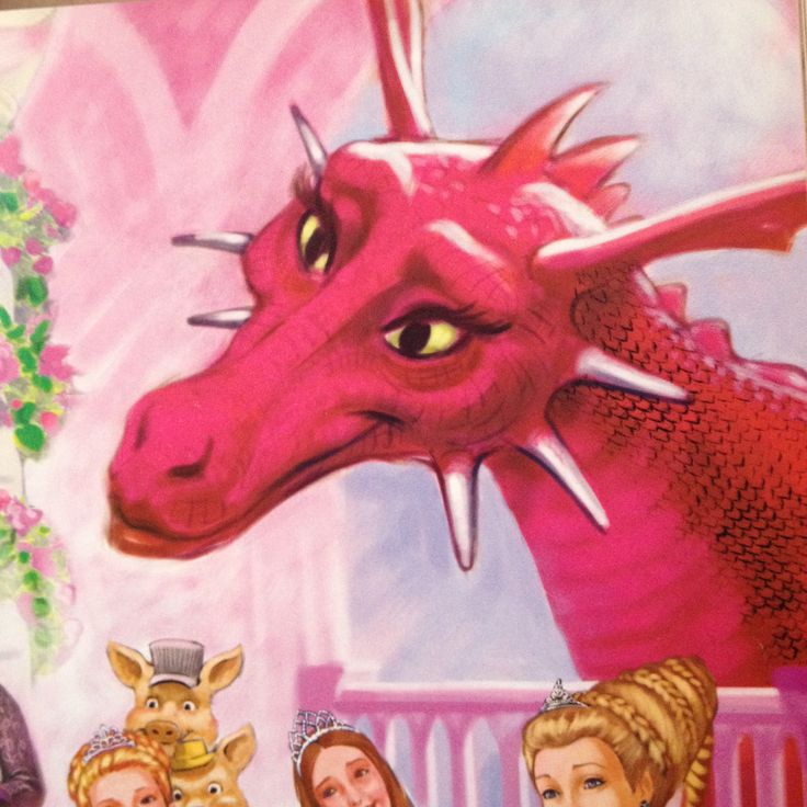 there is a pink dragon painted on the wall next to some girls and an adult