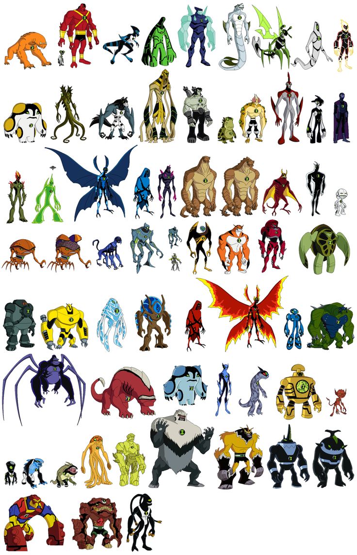 an image of many different types of cartoon characters