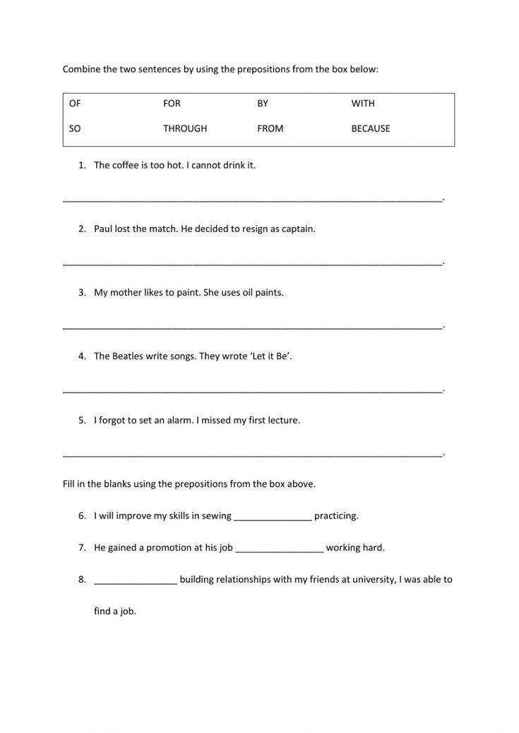 Prepositions of reason worksheet | Worksheets, Prepositions, Workbook