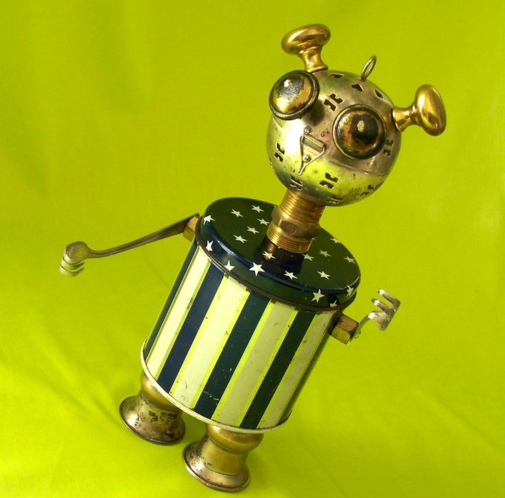 Fantasy Factory, Tin Can Crafts, Recycle Bin, Style Steampunk, The Robot, Robot Art, Russian Artists, A Robot, Can Crafts