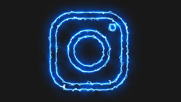 an instagram logo with blue lights in the dark